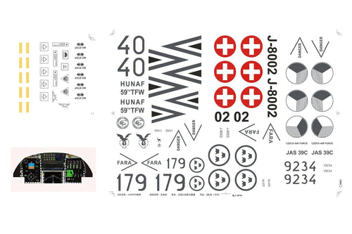 Freewing 80mm EDF JAS-39 Gripen Grey Decal Sheet FJ2182107