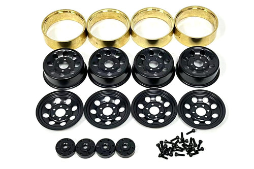 Hobby Plus 1/18 Scale 1.2 Steelie Black Bead Lock Wheel Set (4) HBP240298