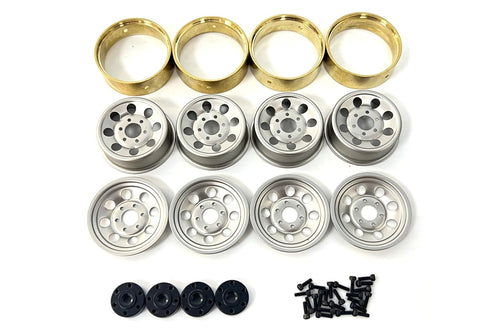 Hobby Plus 1/18 Scale 1.2 Steelie Silver Bead Lock Wheel Set (4) HBP240292