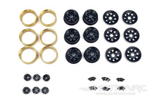 Load image into Gallery viewer, Hobby Plus 1/18 Scale CR18P Black 6x6 1.2&quot; Steelie Bead Lock Wheel Set HBP240480
