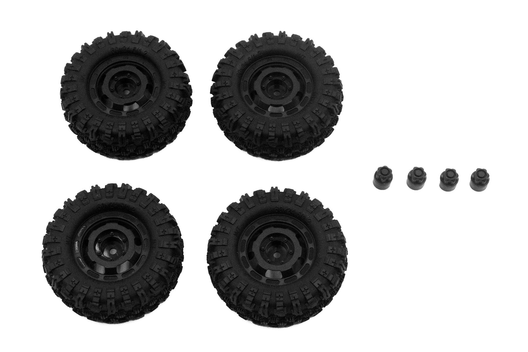 Hobby Plus 1/18 Scale CR18P Black Truck Wheel/Mudder Tire Set HBP240443