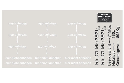 Nexa 1730mm Fokker DVII Black-White Decal Set NXA1070-204